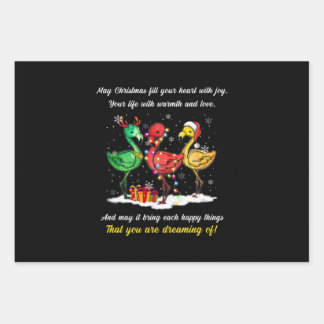 フラミンゴクリスマス ラッピングペーパーシート