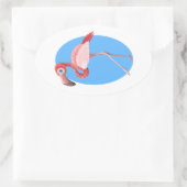 フラミンゴクリップアート 楕円形シール (バッグ)