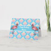 フラミンゴクローバー誕生日 カード (正面)