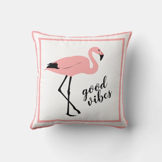 フラミンゴグッドバイブピンクブラックカワイイ装飾用クッション クッション (裏面)