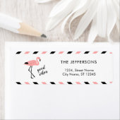 フラミンゴグッドビーブピンク差出人住所ラベル ラベル (インサイチュ)