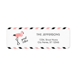 フラミンゴグッドビーブピンク差出人住所ラベル ラベル