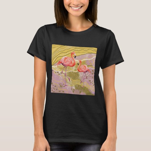 フラミンゴグラフィック女性 Tシャツ (正面)