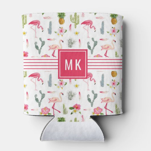 フラミンゴサボテンのパイナップルハイビスカスパターン 缶クーラー (裏面)