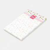 フラミンゴサボテンパイナップルハイビスカスパターン ポストイット (アングル)