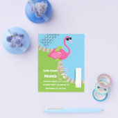 フラミンゴサマースプラッシュ子供の誕生日パーティー チラシ (シングル)