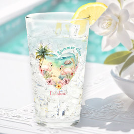 フラミンゴサマービーチハートトロピカルハワイ名 タンブラーグラス