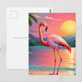 フラミンゴサンセットトロピカルビーチ ポストカード (正面/裏面)