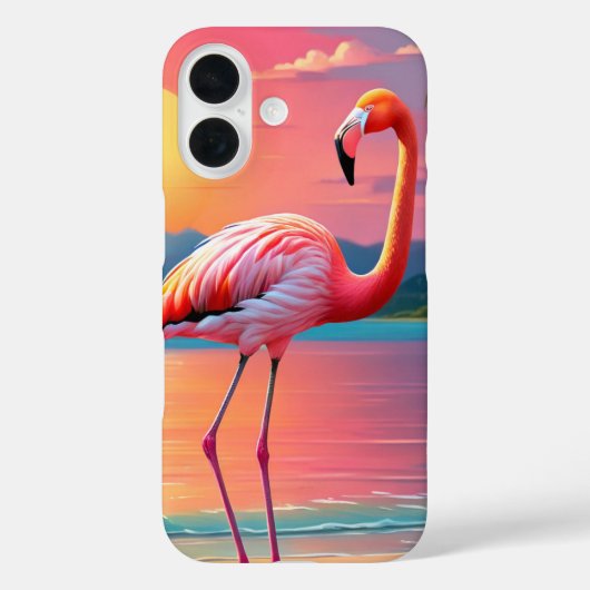 フラミンゴサンセットトロピカルビーチ Case-Mate iPhoneケース (裏面)