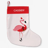 フラミンゴサンタおもしろい スモールクリスマスストッキング (正面)