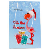 フラミンゴサンタクリスマス ミディアムペーパーバッグ (正面)