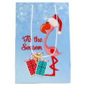 フラミンゴサンタクリスマス ミディアムペーパーバッグ (裏面)