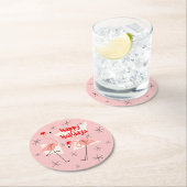 フラミンゴサンタスピンクホリデーズラウンド ラウンドペーパーコースター (インサイチュ)