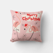 フラミンゴサンタスピンクメリークリスマス広場 クッション (正面)