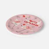 フラミンゴサンタスピンクメリークリスマス紙プレート ペーパープレート (アングル)