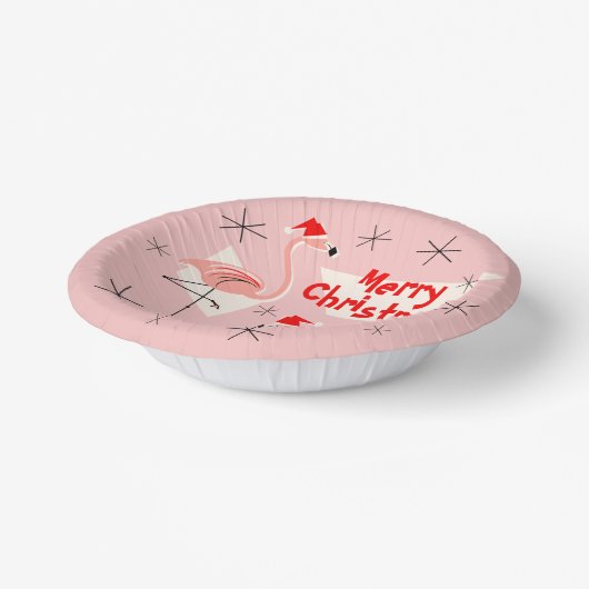 フラミンゴサンタスピンクメリークリスマス ペーパーボウル (傾斜あり)