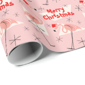 フラミンゴサンタスピンクメリークリスマス ラッピングペーパー (ロールコーナー)