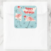 フラミンゴサンタスブルーハッピーホリデーズシール広場 スクエアシール (バッグ)