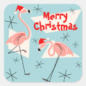 フラミンゴサンタスブルーメリークリスマス広場 スクエアシール (正面)