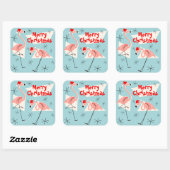 フラミンゴサンタスブルーメリークリスマス広場 スクエアシール (シート)