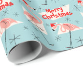 フラミンゴサンタスブルーメリークリスマス ラッピングペーパー (ロールコーナー)