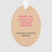 フラミンゴサンタターコイズ熱帯クリスマス オーナメント (裏面)