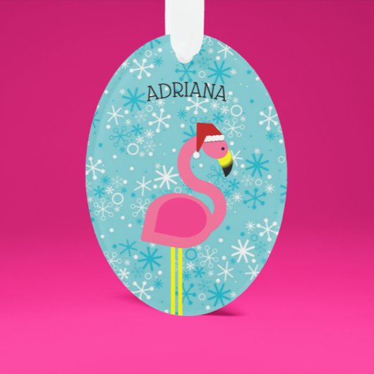 フラミンゴサンタターコイズ熱帯クリスマス オーナメント