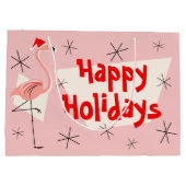 フラミンゴサンタピンクハッピーホリデーズラージ抱き枕 ラージペーパーバッグ (裏面)