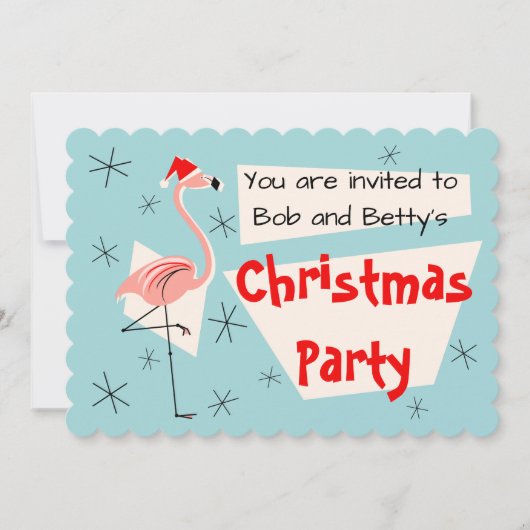 フラミンゴサンタブルー横型 招待状 (正面)