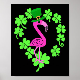 フラミンゴシャムロックSt patricks day動物 ポスター