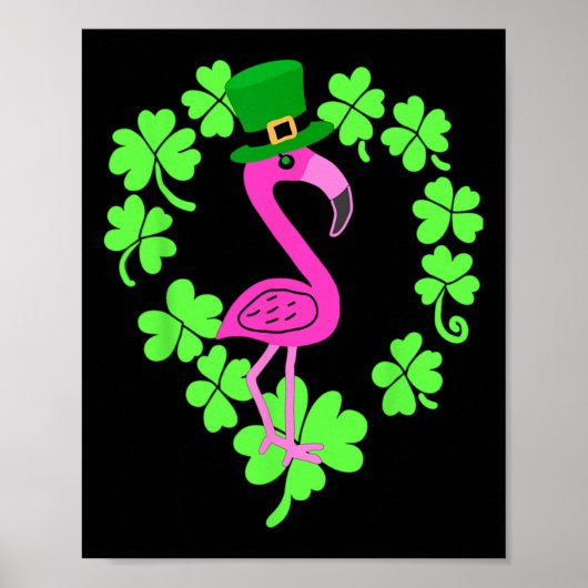 フラミンゴシャムロックSt patricks day動物 ポスター (正面)