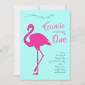 フラミンゴシルエット熱帯1歳誕生日かわいい 招待状 (正面)