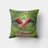 フラミンゴジョギング(ピンクスニーカーとヘッドフォン付き) クッション (裏面)