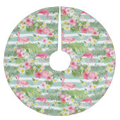 フラミンゴスとストライプ ブラッシュドポリエステルツリースカート (正面)