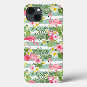 フラミンゴスとストライプ iPhone 13ケース