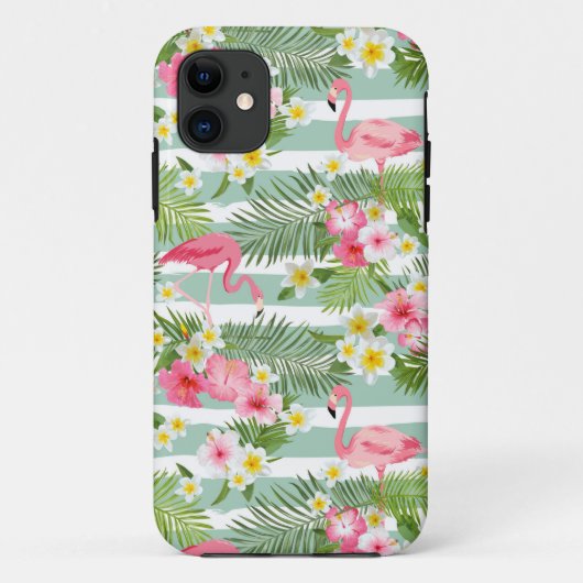 フラミンゴスとストライプ Case-Mate iPhoneケース (裏面)