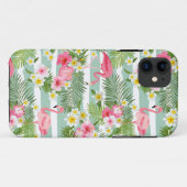 フラミンゴスとストライプ Case-Mate iPhoneケース (裏面(横))