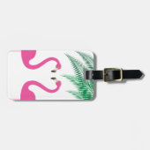 フラミンゴスとパーム葉のラゲッジタグ ラゲッジタグ (正面横)