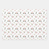 フラミンゴスと花を包む紙シート ラッピングペーパーシート (正面3)