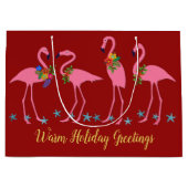 フラミンゴスウォームクリスマスラージ紙抱き枕 ラージペーパーバッグ (正面)