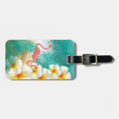 フラミンゴスオンアティール(緑がかった色)トロピカルビーチ ラゲッジタグ (正面横)