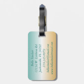 フラミンゴスオンアティール(緑がかった色)トロピカルビーチ ラゲッジタグ (裏面縦)