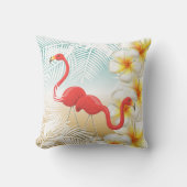 フラミンゴスオンザトロピカルビーチデザイン クッション (正面)