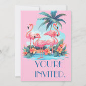 フラミンゴスオンビーチ誕生日トロピカルサマー 招待状 (裏面)