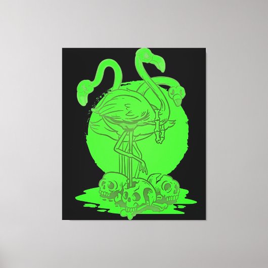 フラミンゴスカルハロウィーン |フラミンゴの恋人へのプレゼント キャンバスプリント (正面)