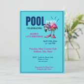 フラミンゴスキューバジェールプールパーティー誕生日 招待状 (スタンド正面)