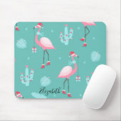 フラミンゴスサンタハットプレゼント雪片 マウスパッド (マウス)