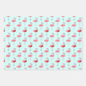 フラミンゴスサンタピンクフラミンゴブルークリスマス ラッピングペーパーシート (正面2)