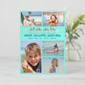 フラミンゴススタークリスマスフォトコラージフラットカード シーズンカード (スタンド正面)