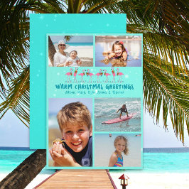 フラミンゴススタークリスマスフォトコラージフラットカード シーズンカード